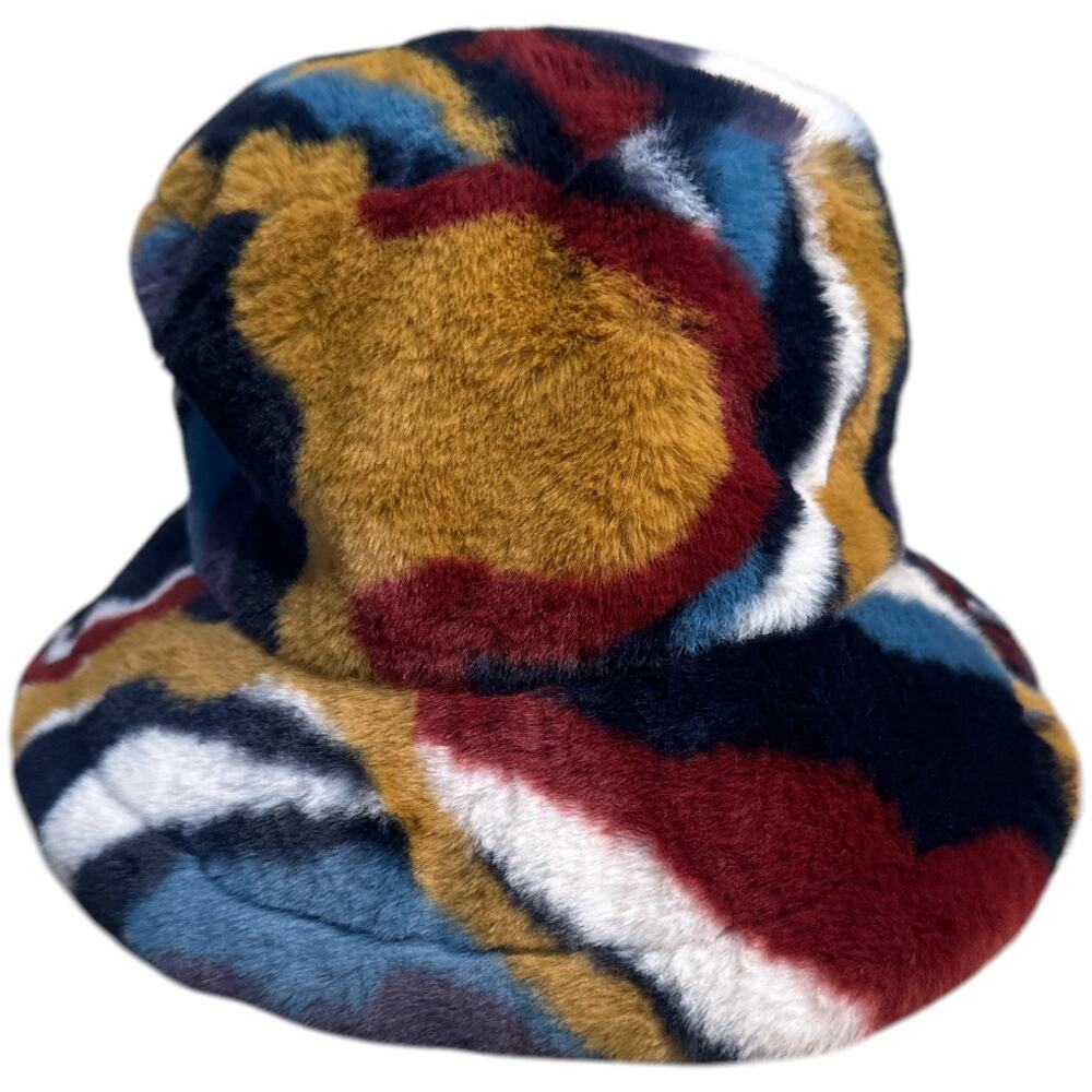 Multicolor Faux Fur Bucket Hat Women's Adjustable size